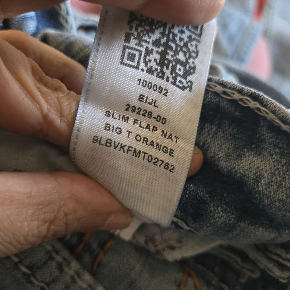 True Religion Slim FLAP ORANGE BIG T Rodeo Affair Jeans Size 30x32